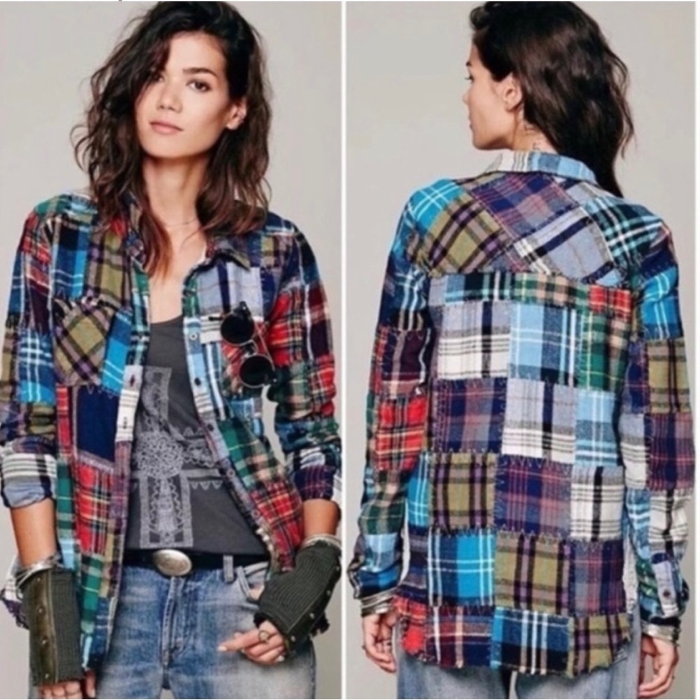 Free People patchwork flannel, medium - Picture 2 of 10